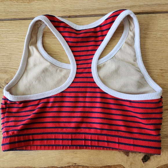 Vintage 90's Olympic Games Striped Sports Bra Red Blue USA JCpenny Size M - Picture 2 of 6